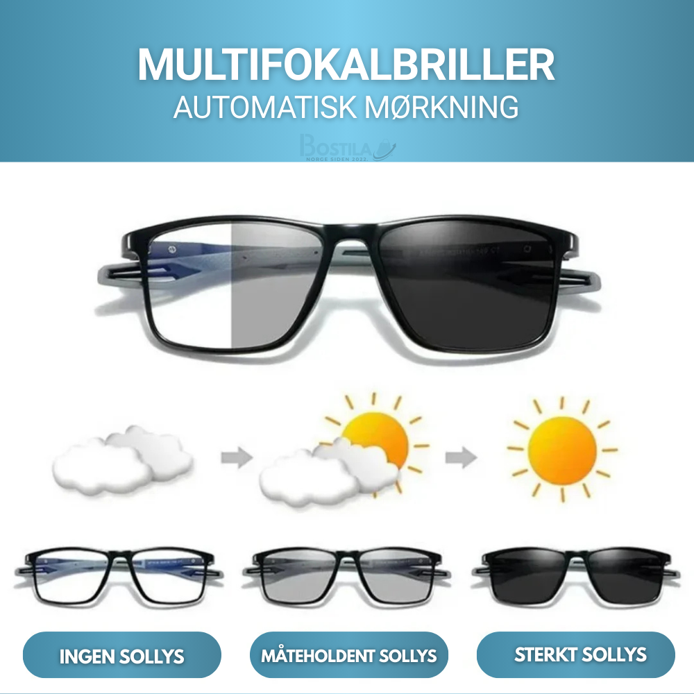 Bostila™ - Multifokusbriller med lysjustering